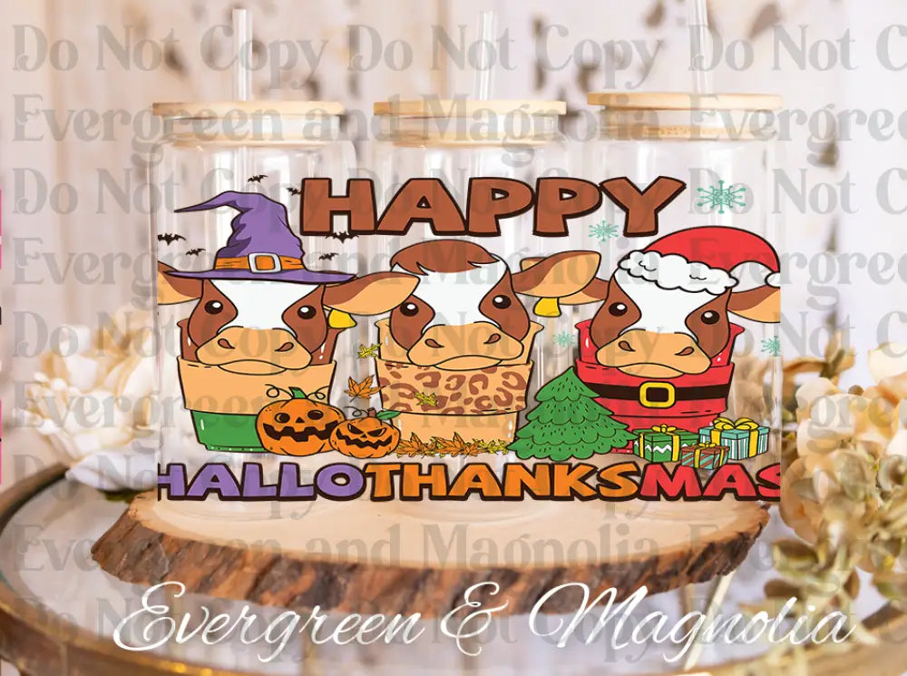 27-Cow Happy Hallothanksmas- Cow Halloween-Cow Pumpkin Fall-Cow Christmas