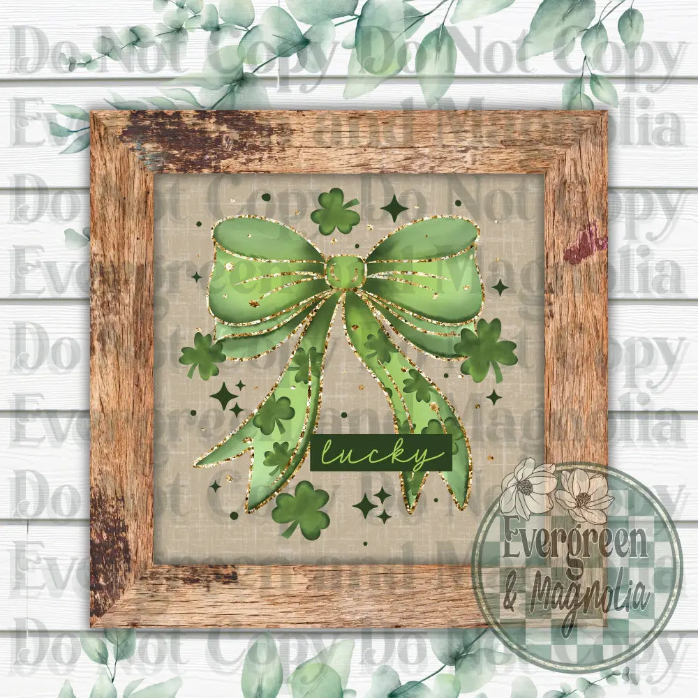 Lucky Glitter And Green Bow