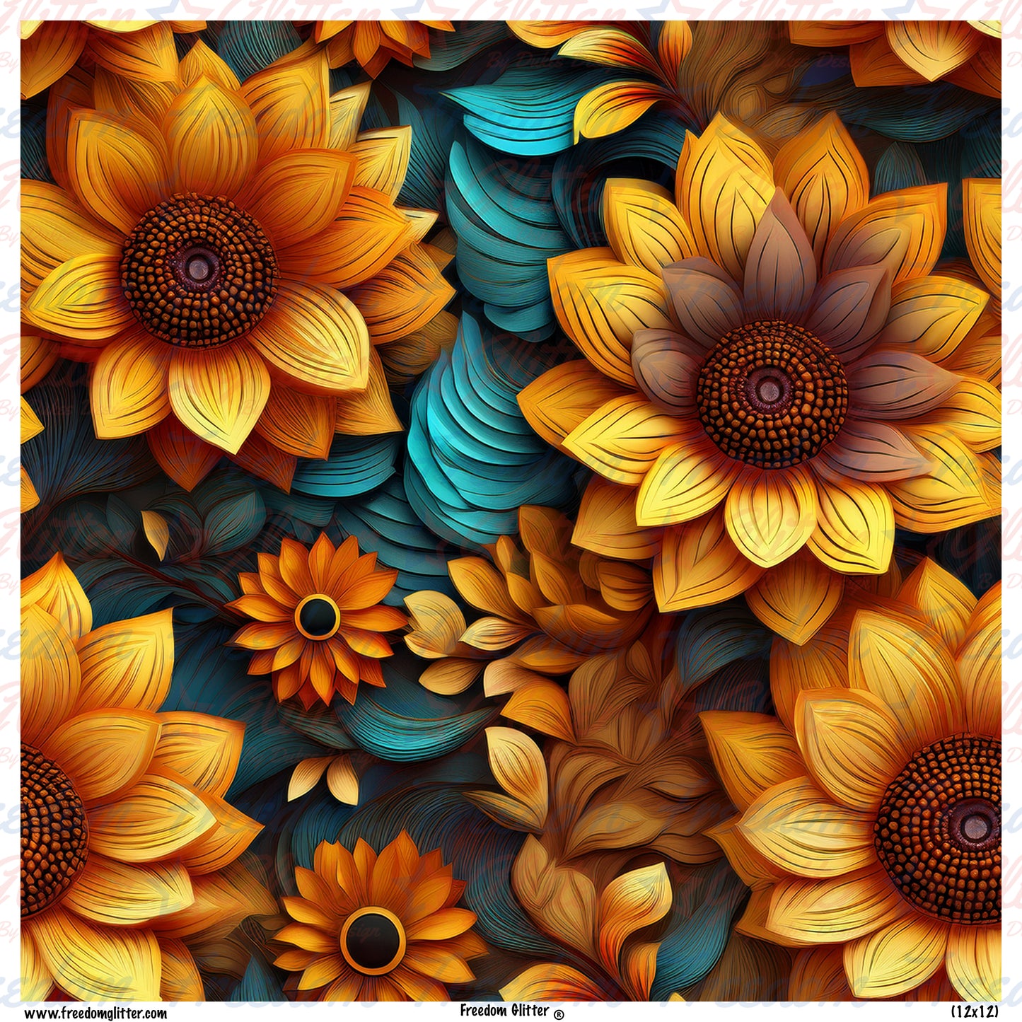 3D Sunflowers 10 Printed Vinyl)