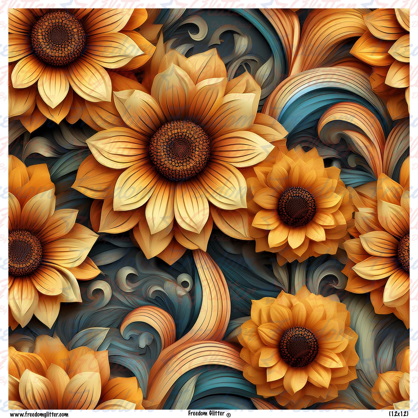 3D Sunflowers 4 (Printed Vinyl)