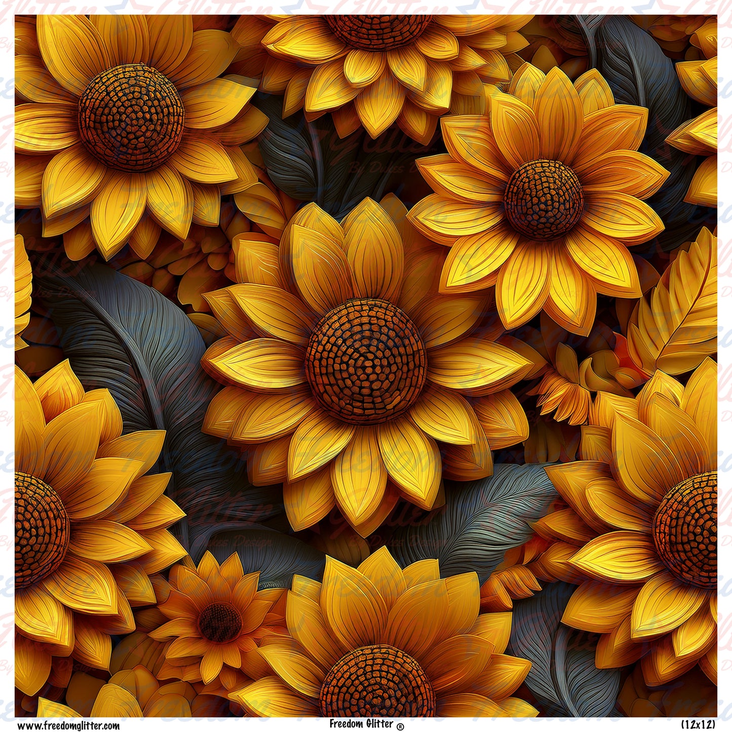 3D Sunflowers 9 Printed Vinyl)
