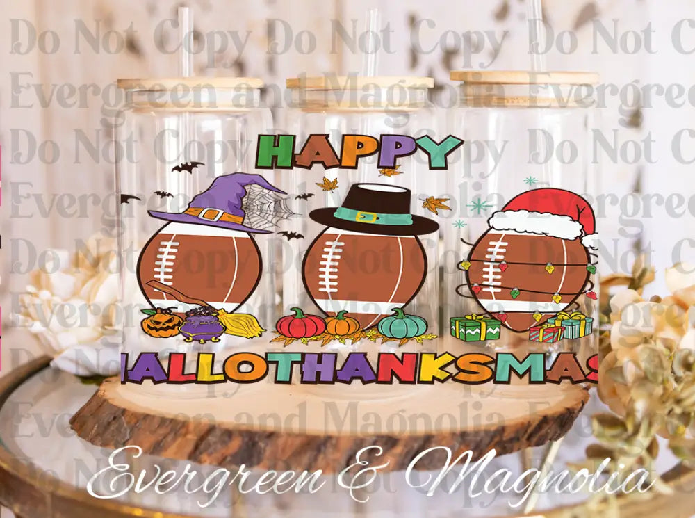 43-Football Happy Hallothanksmas-Football Halloween-Pumpkin Fall Football-Football Christmas