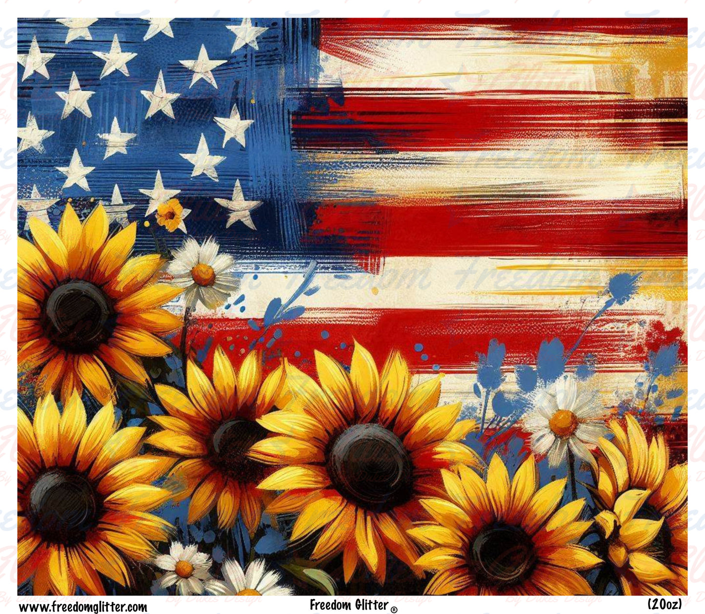 American Flag & Sunflowers (Printed Vinyl)