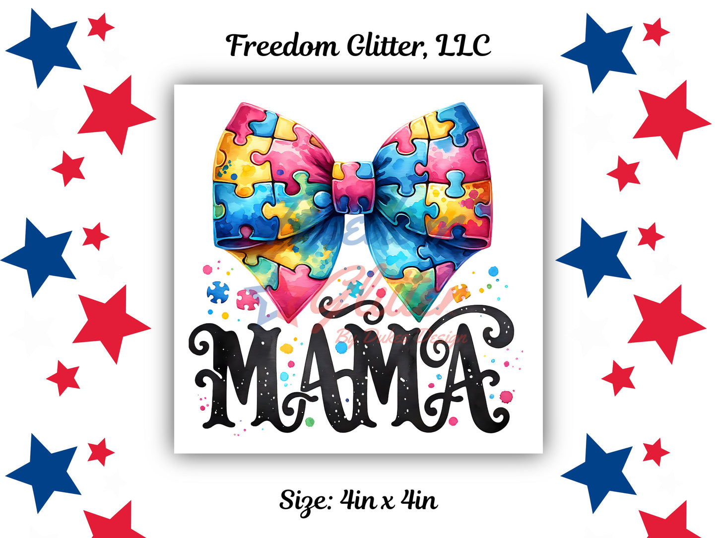 Autism Mama Coquette Puzzle Bow (UVDTF)