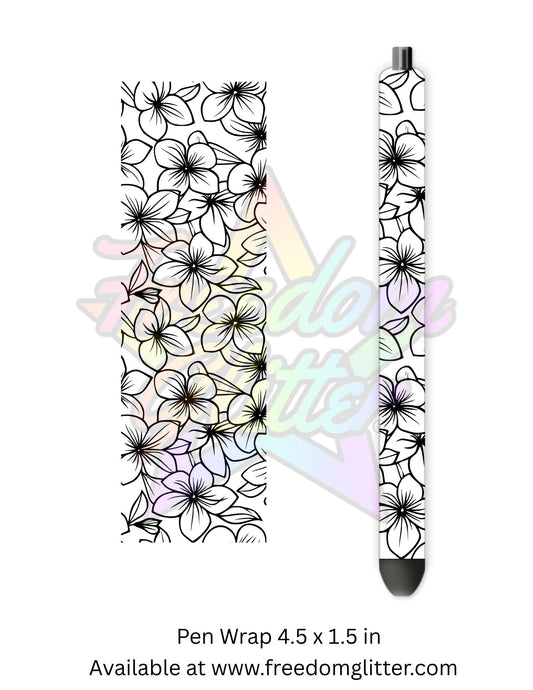 Black & White Floral Outline 12 (Printed Vinyl)
