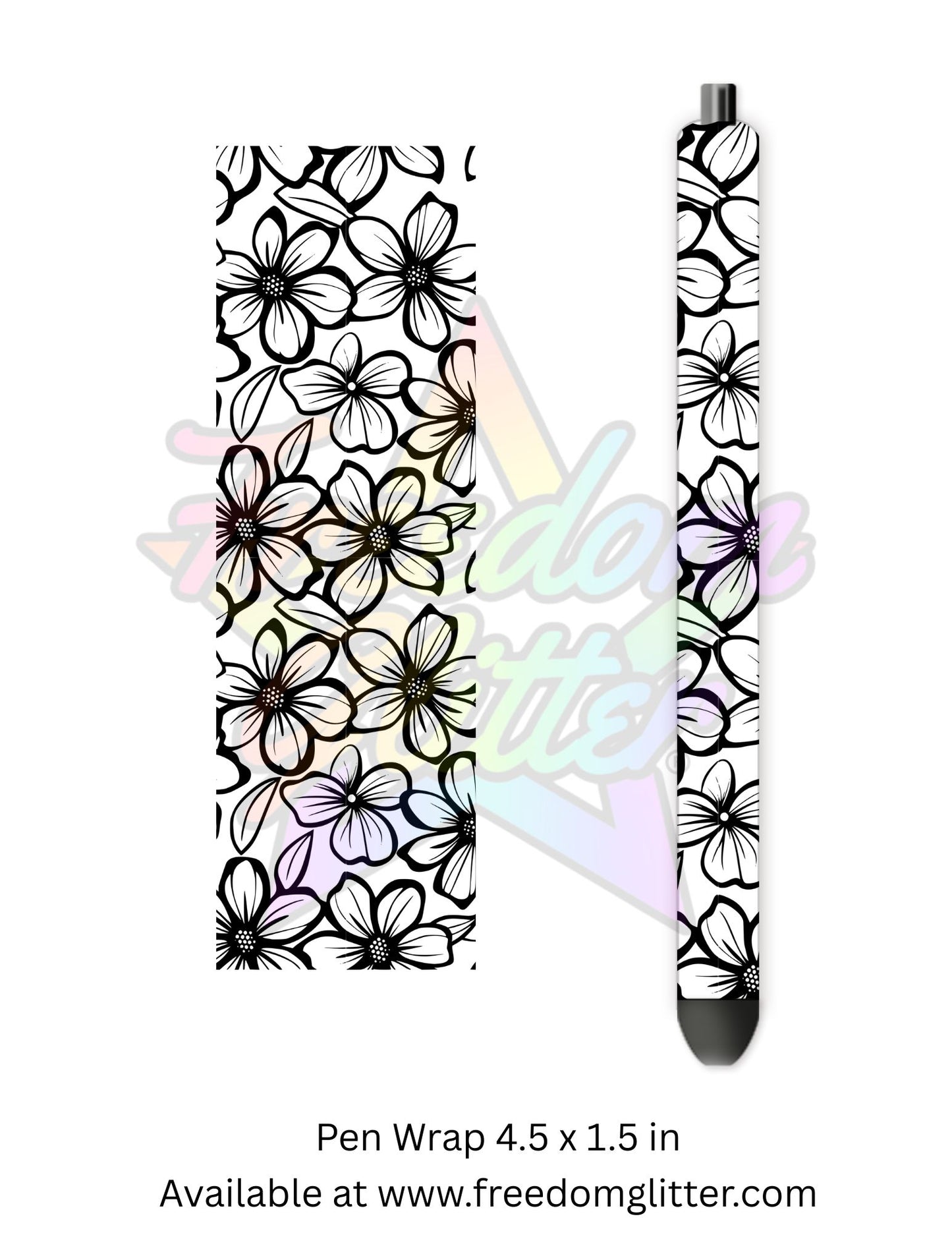 Black & White Floral Outline 4 (Printed Vinyl)
