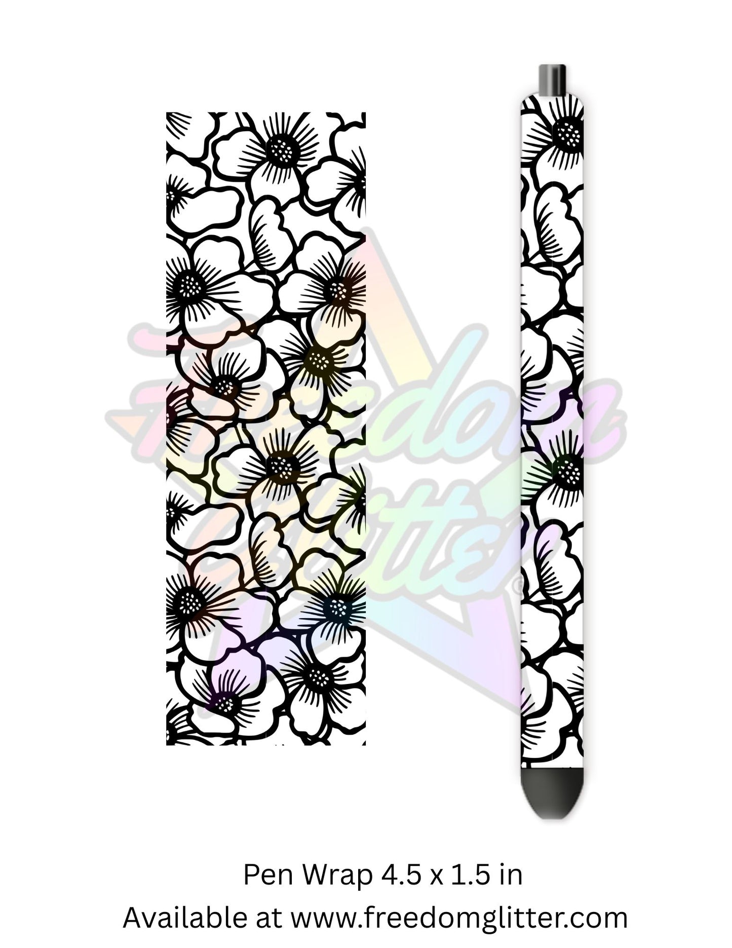 Black & White Floral Outline 5 (Printed Vinyl)