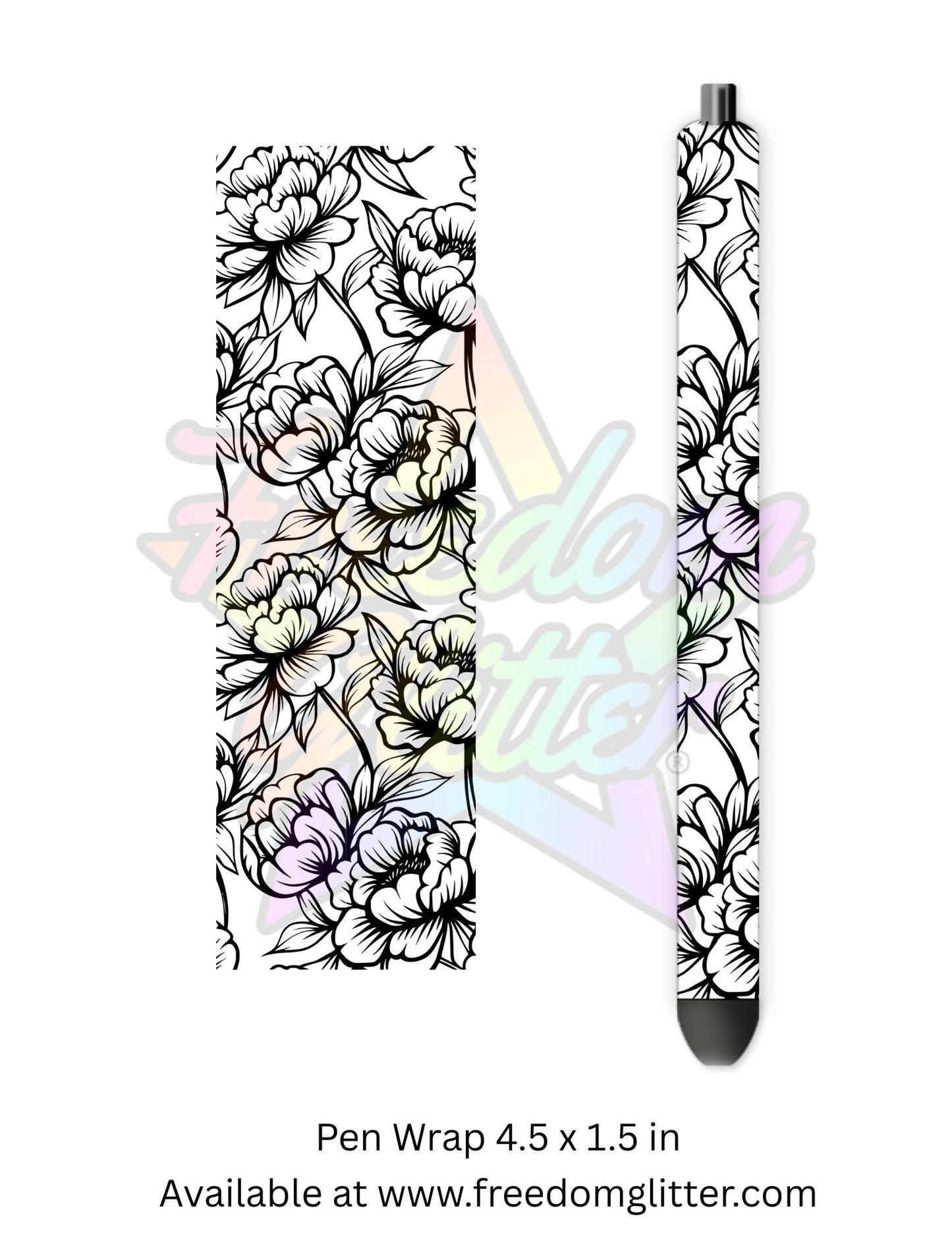 Black & White Floral Outline 6 (Printed Vinyl)