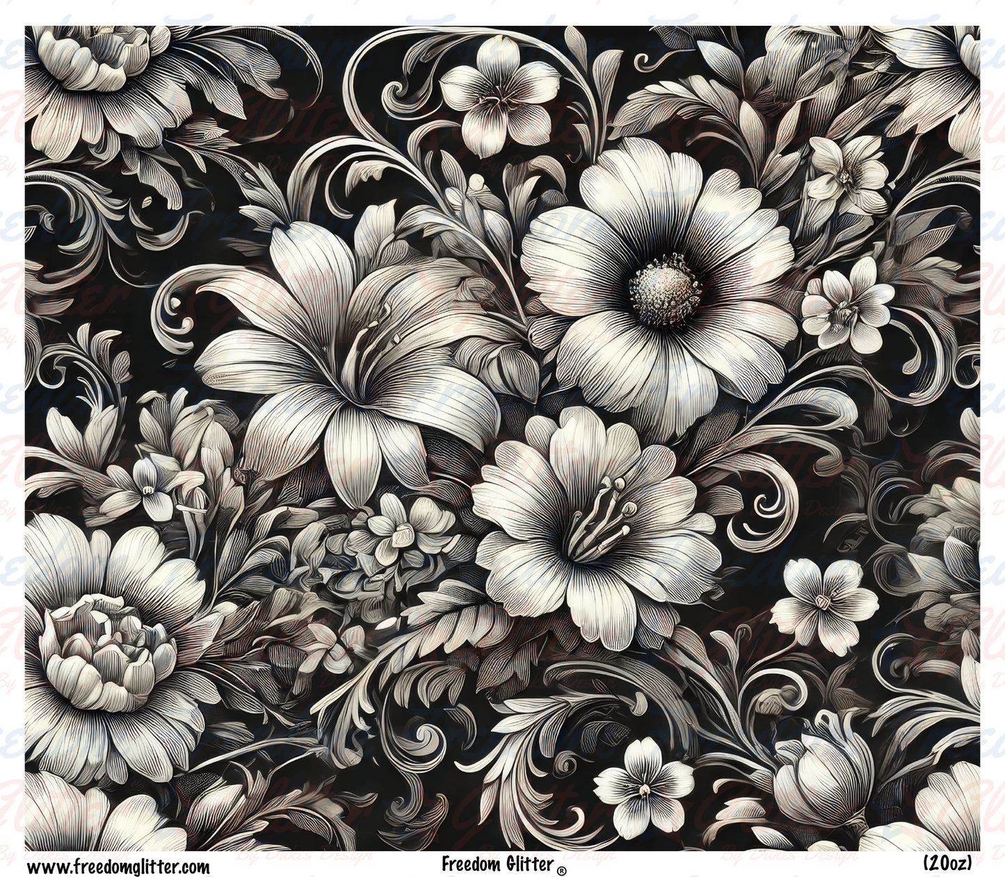 Black & White Floral (Printed Vinyl)