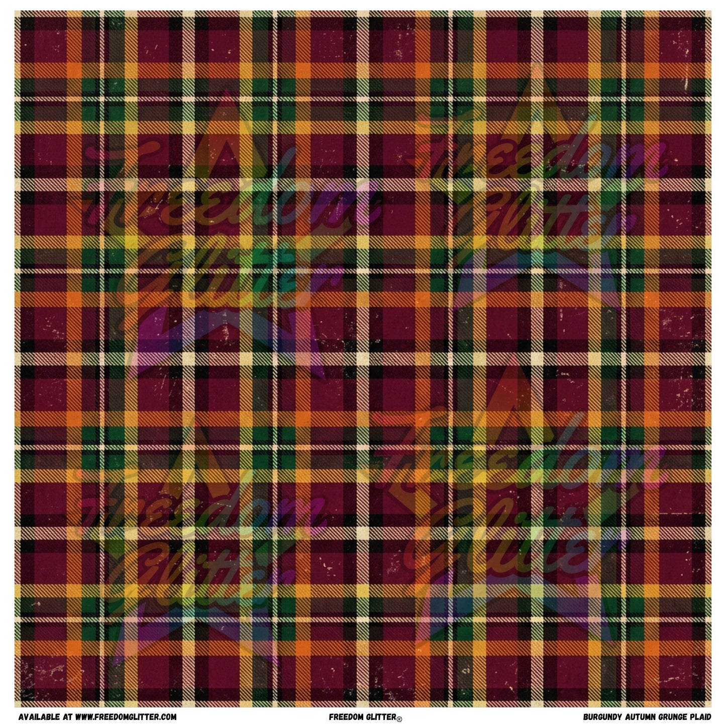 Burgundy Autumn Grunge Plaid (Printed Vinyl)