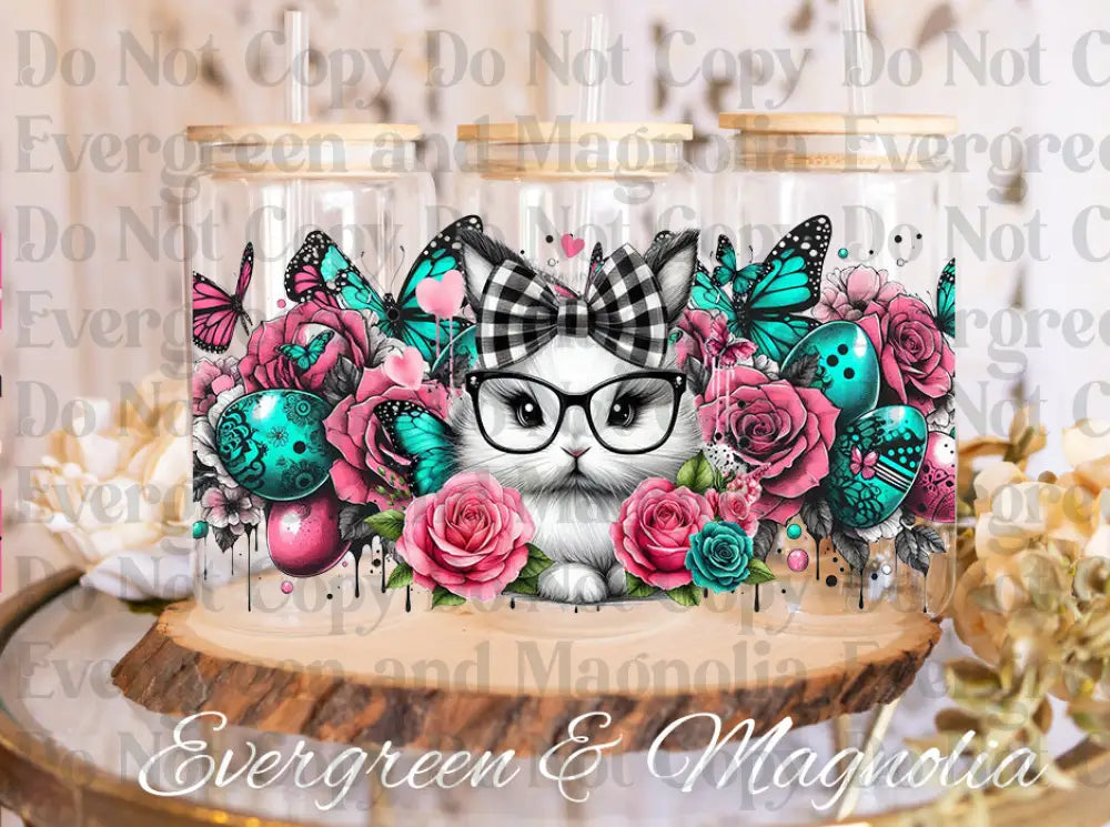 Checkered bow Bunny flowers