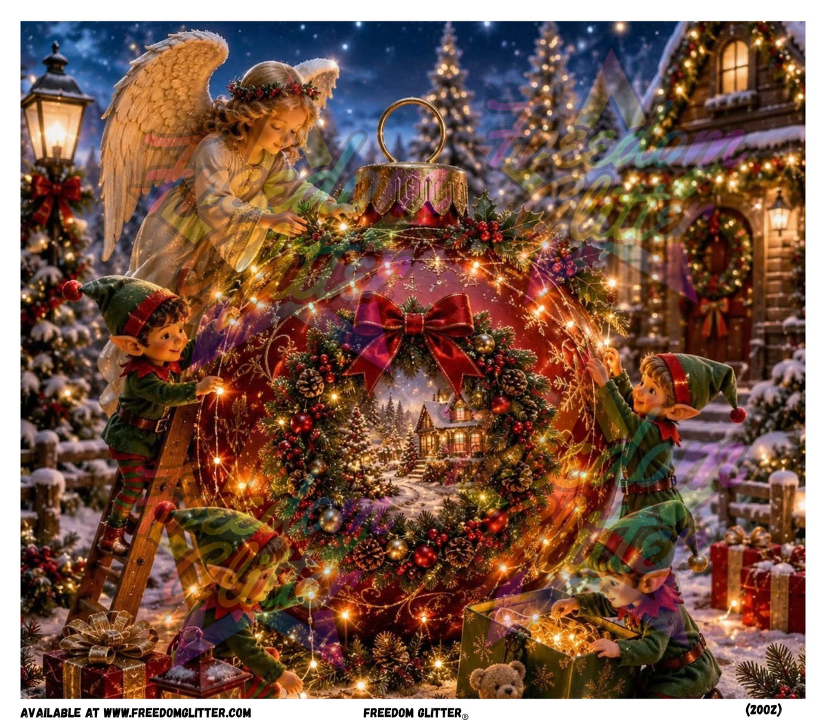 Christmas Angel & Elves (Printed Vinyl)