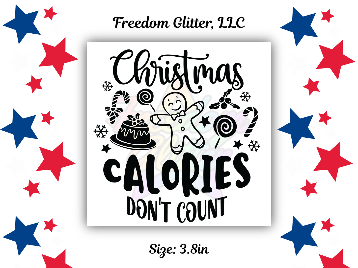 Christmas Calories UVDTF Transfer – 3.8" Ornament Design