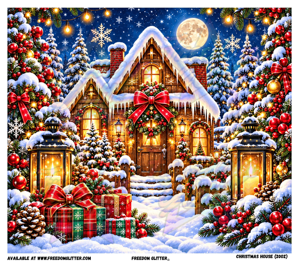 Christmas House Tumbler Wrap (Printed Vinyl)