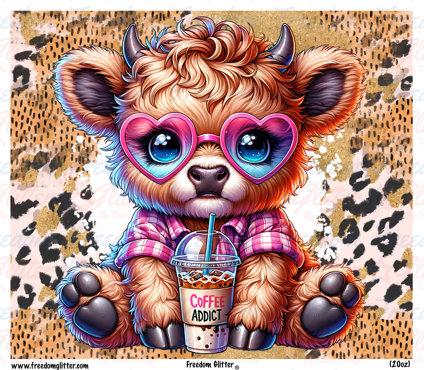 Coffee Addict Highland Cow (Printed Vinyl)