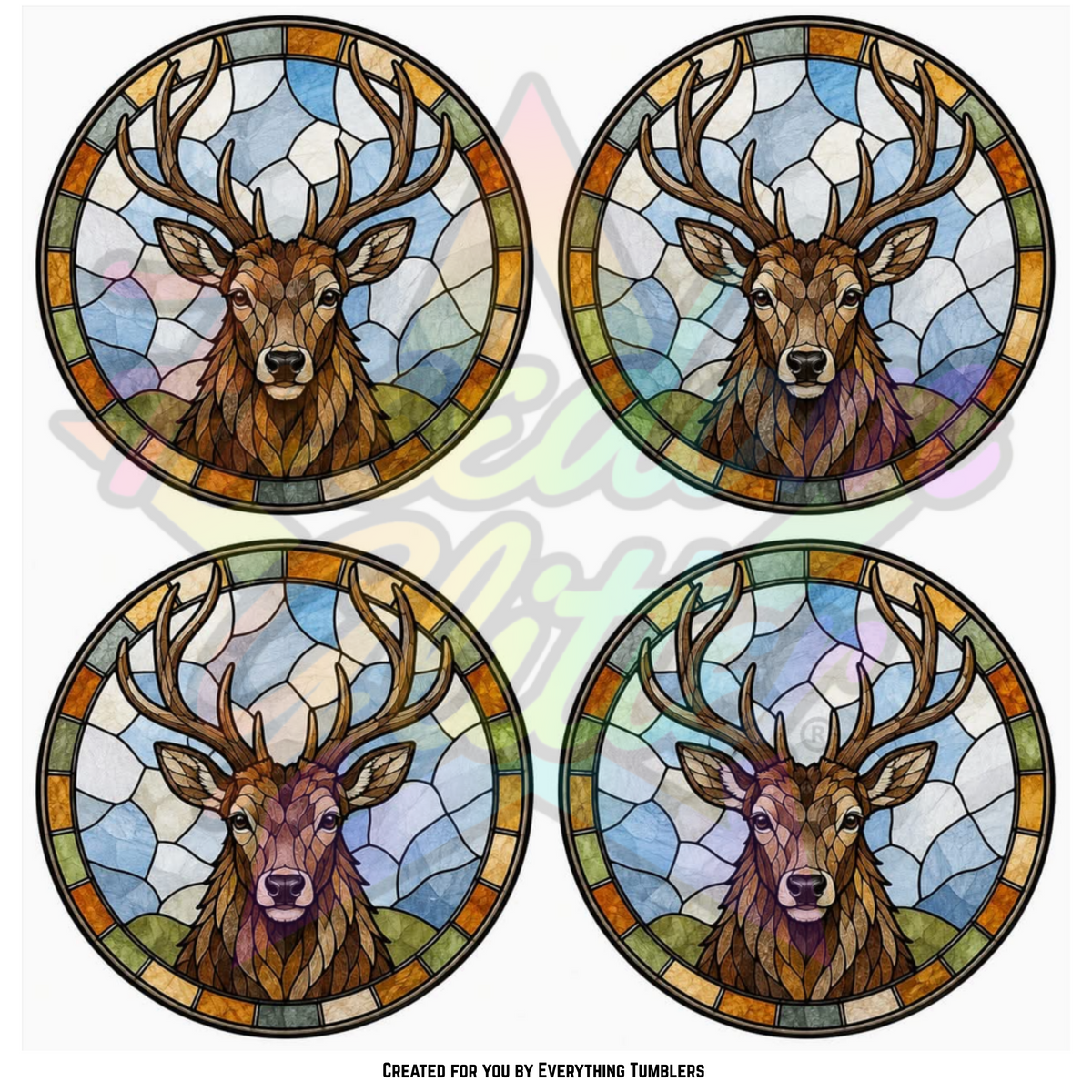 Deer Stained Glass 4 Circles (Printed Vinyl)