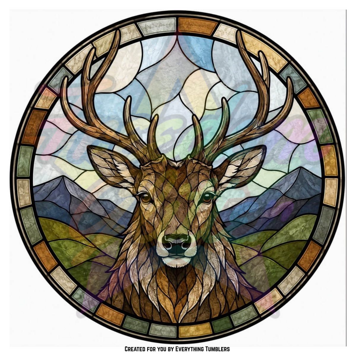 Deer Stained Glass Circle (Printed Vinyl)