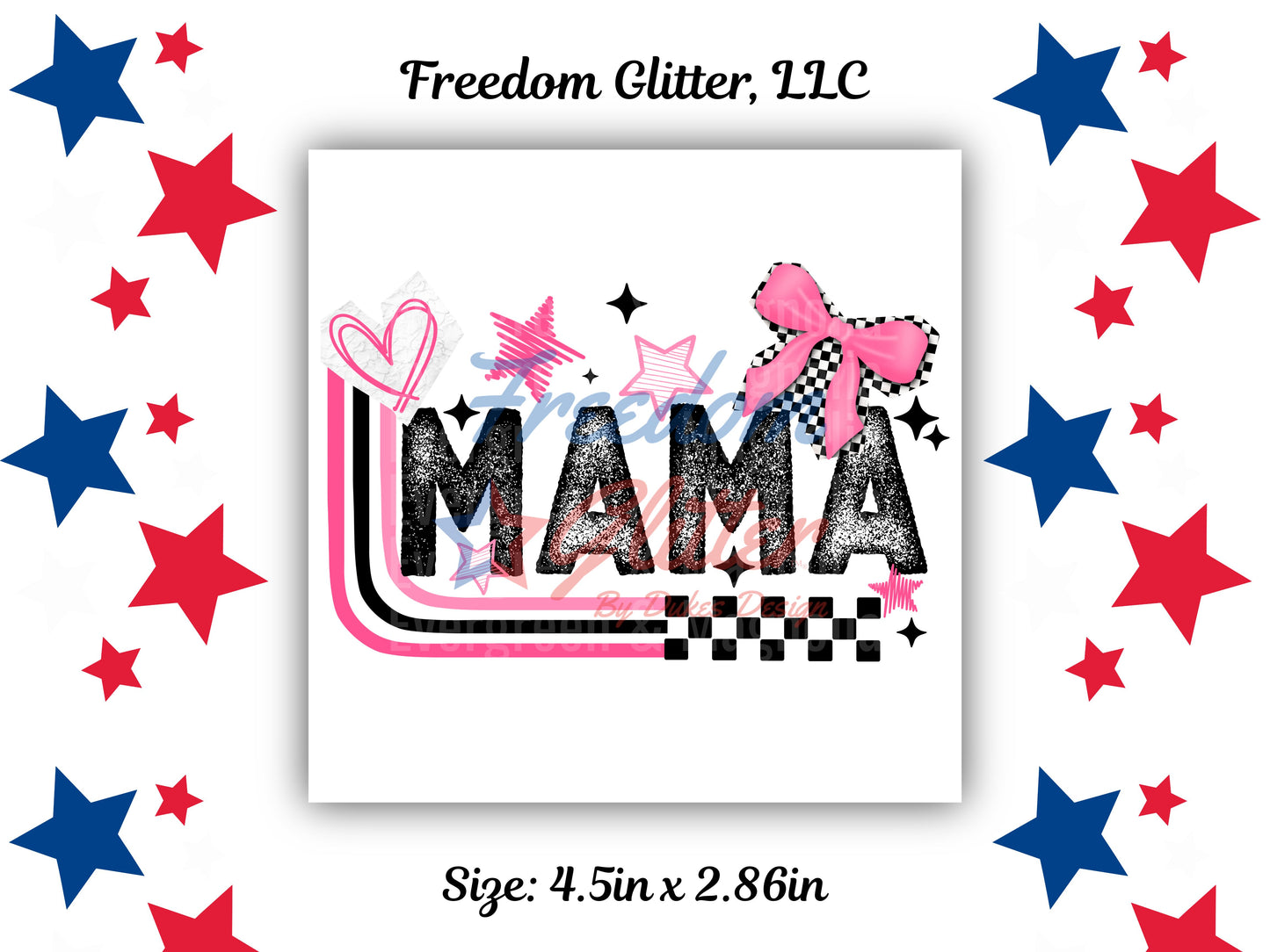 Distressed Checkered Mama Decal (UVDTF)