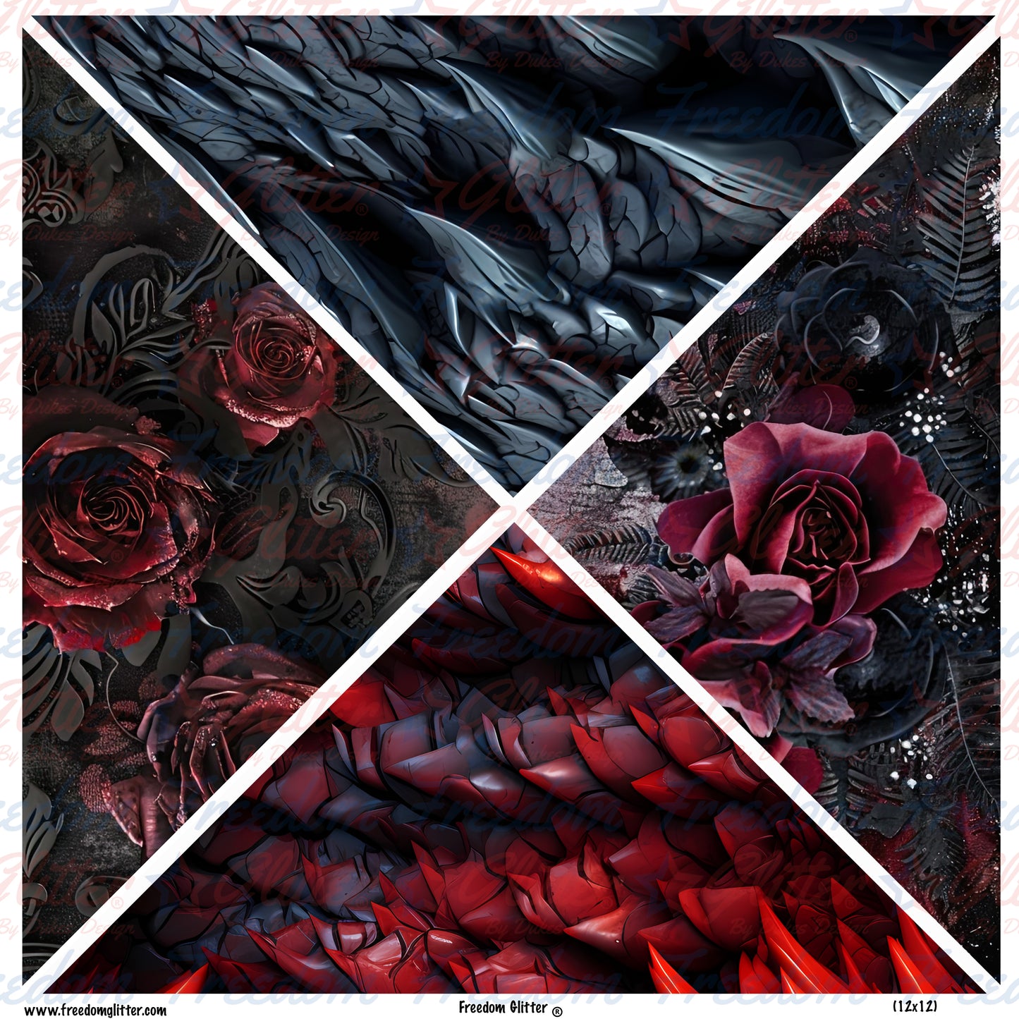 Dragon Scales & Romantic Floral Mixed Triangles (Printed Vinyl)