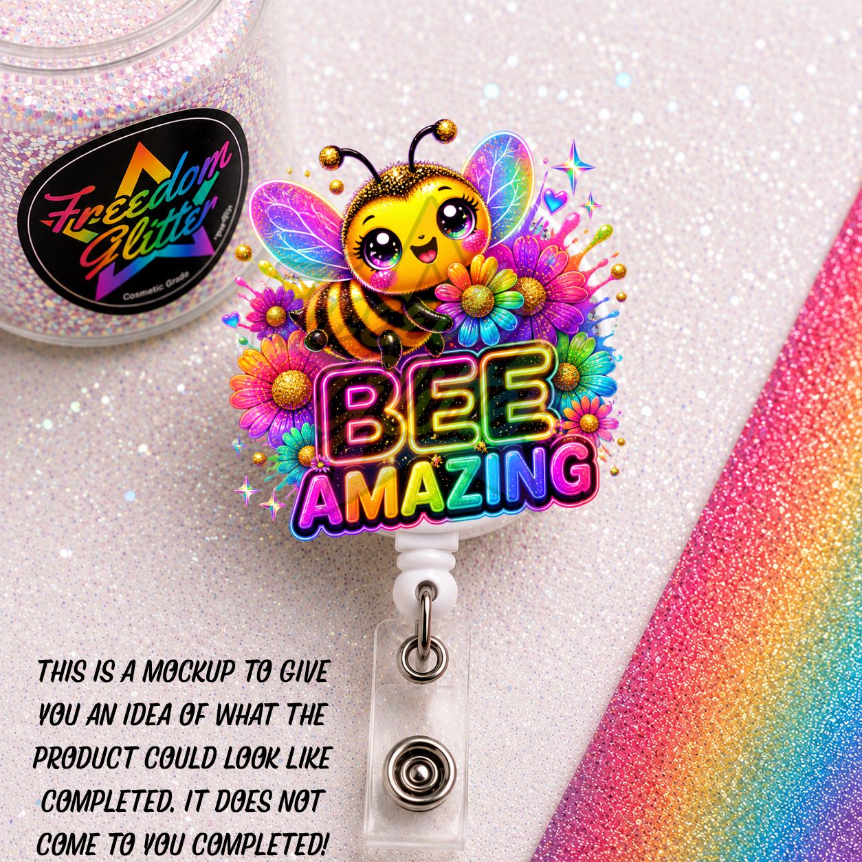 Encouraging - Bee Amazing 2" Badge Reel Acrylic Blank