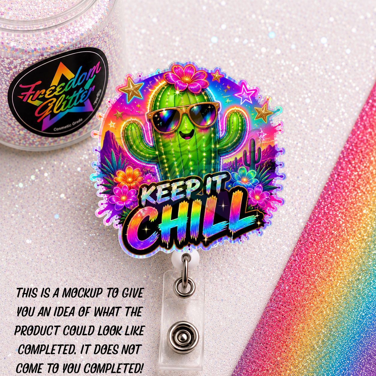Encouraging -Keep It Chill 2" Badge Reel Acrylic Blank