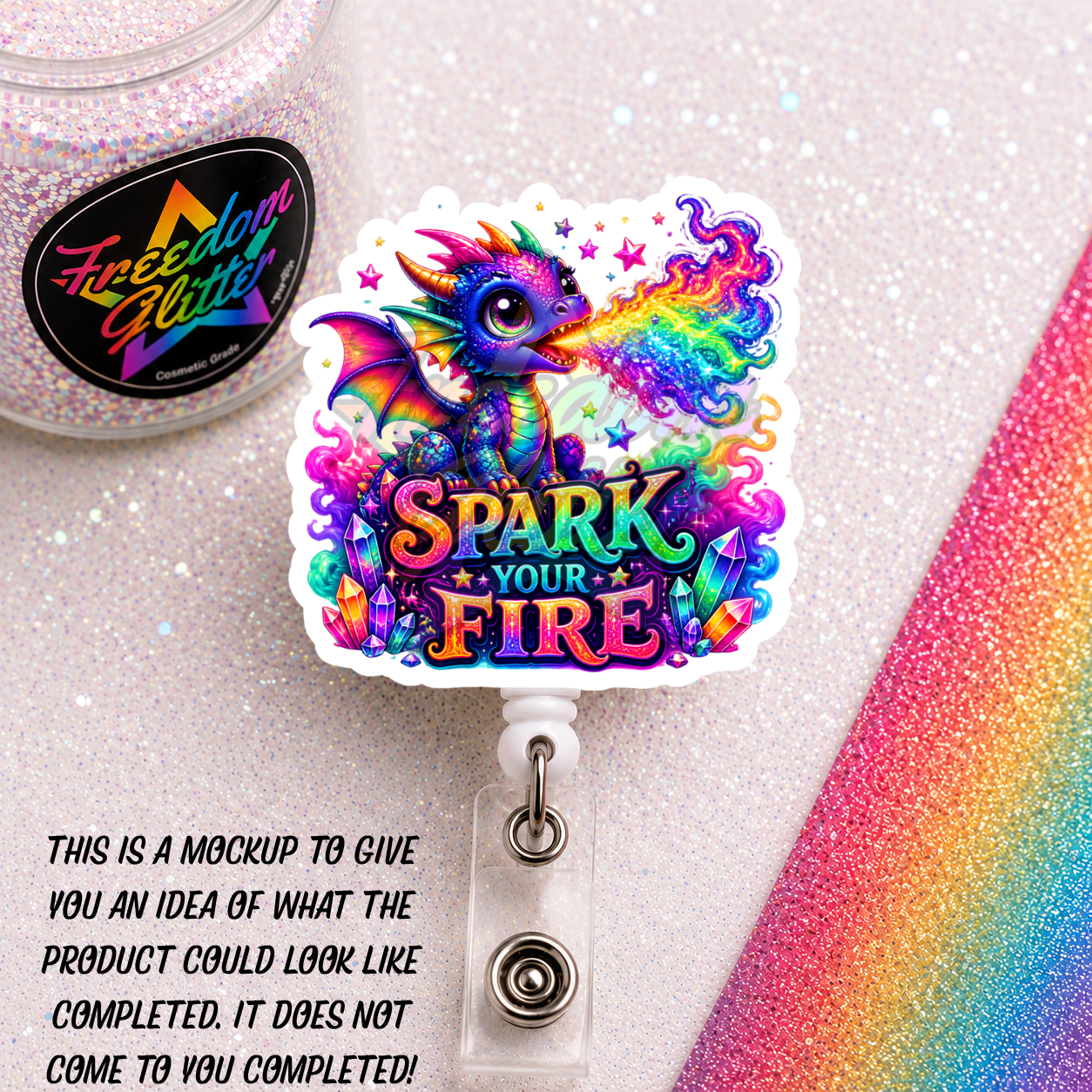 Encouraging - Spark Your Fire 2" Badge Reel Acrylic Blank