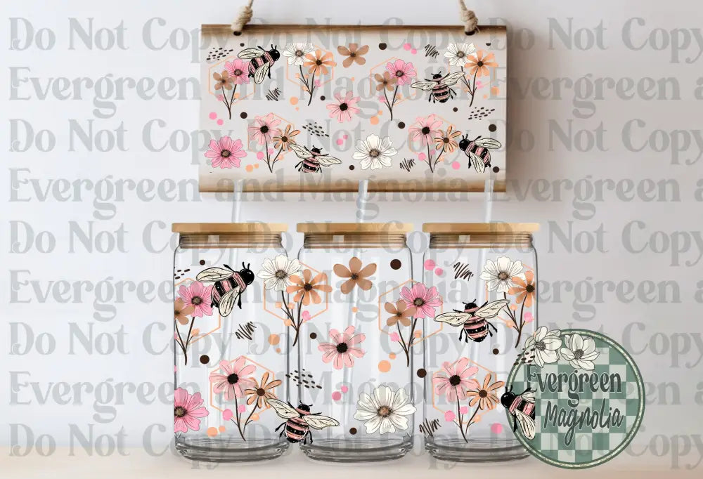 Floral Bee & Honeycomb