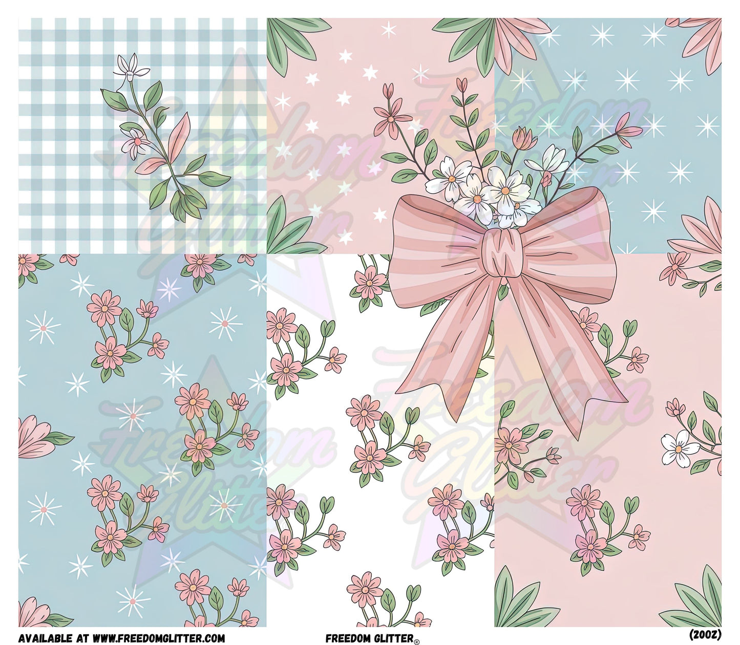 Floral Patches & Bow 1 (Printed Vinyl)