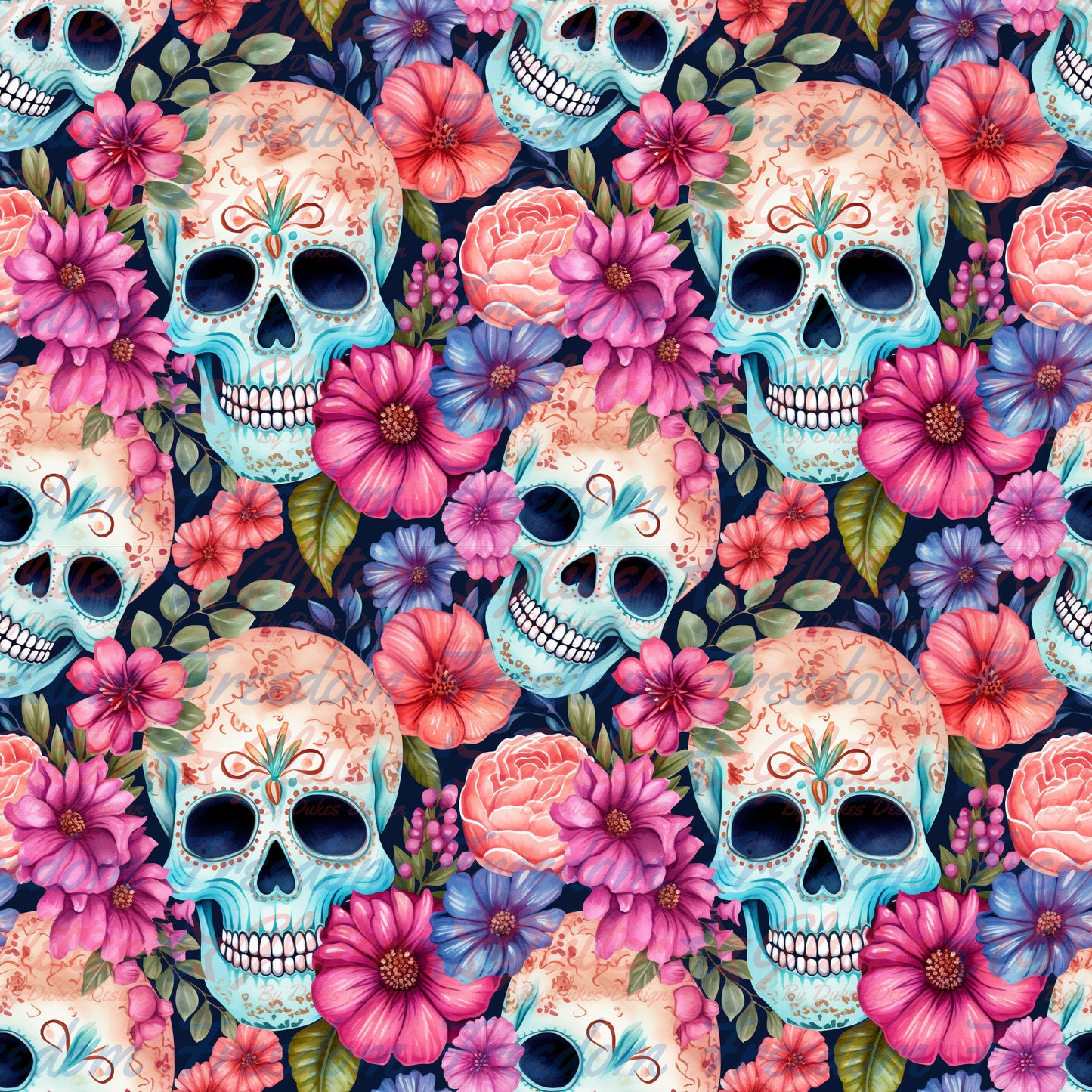 Floral Sugar Skull (Printed Vinyl)
