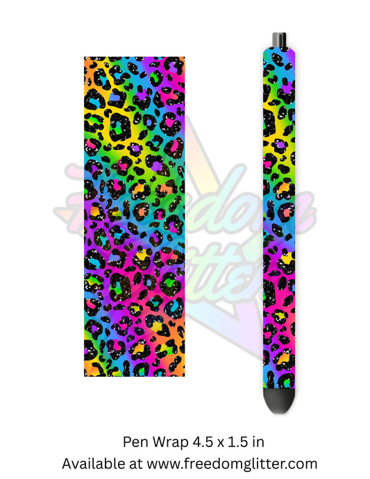 Glittery Neon Rainbow Ombre Leopard (Printed Vinyl)