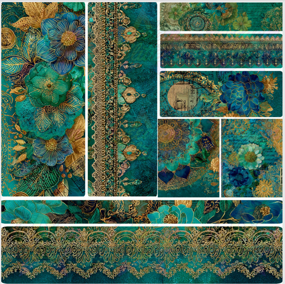 Mixed Image Sheet - Gold & Teal 3 (Printed Vinyl)
