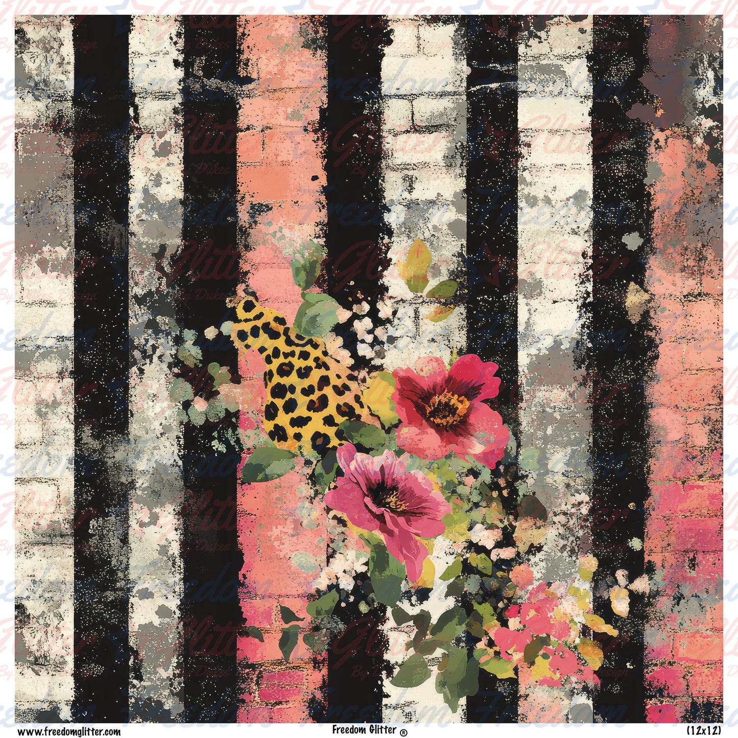 Grunge Floral & Stripes 10 (Printed Vinyl)