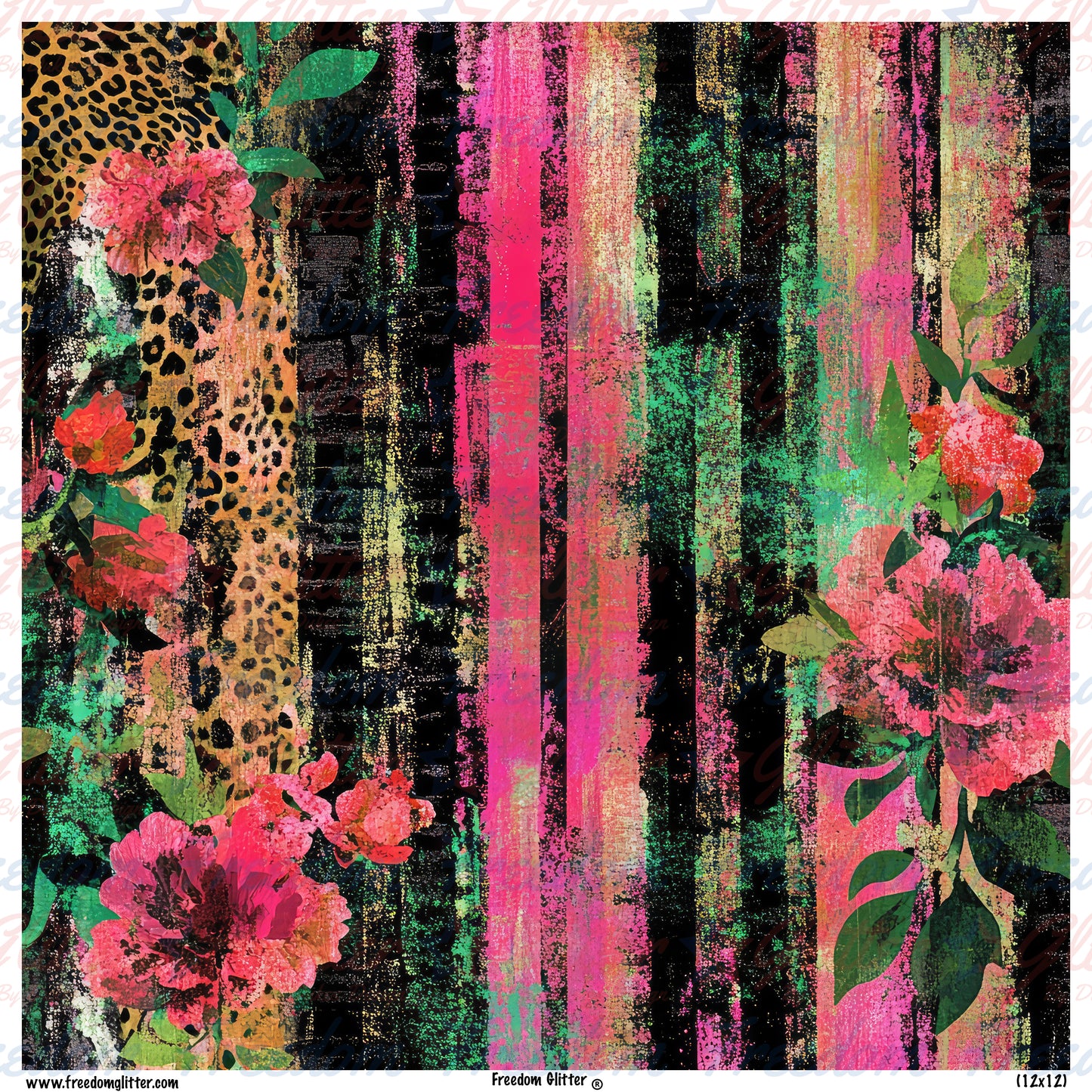 Grunge Floral & Stripes 12 (Printed Vinyl)