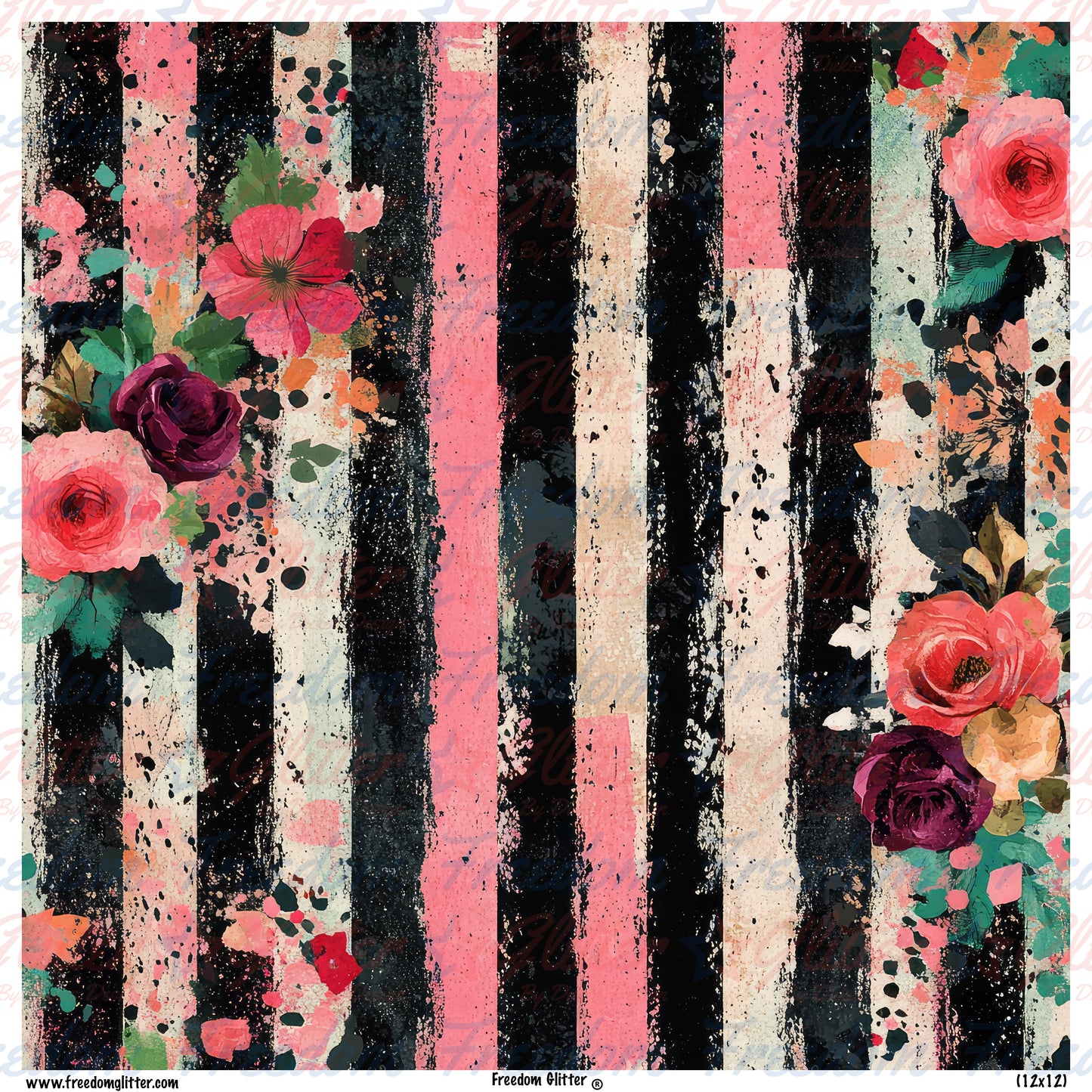 Grunge Floral & Stripes 1 (Printed Vinyl)