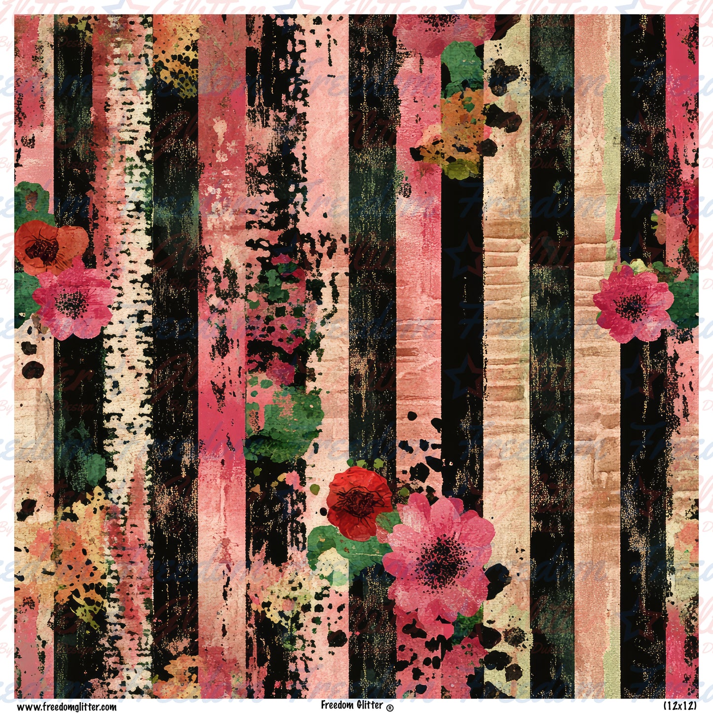 Grunge Floral & Stripes 9 (Printed Vinyl)