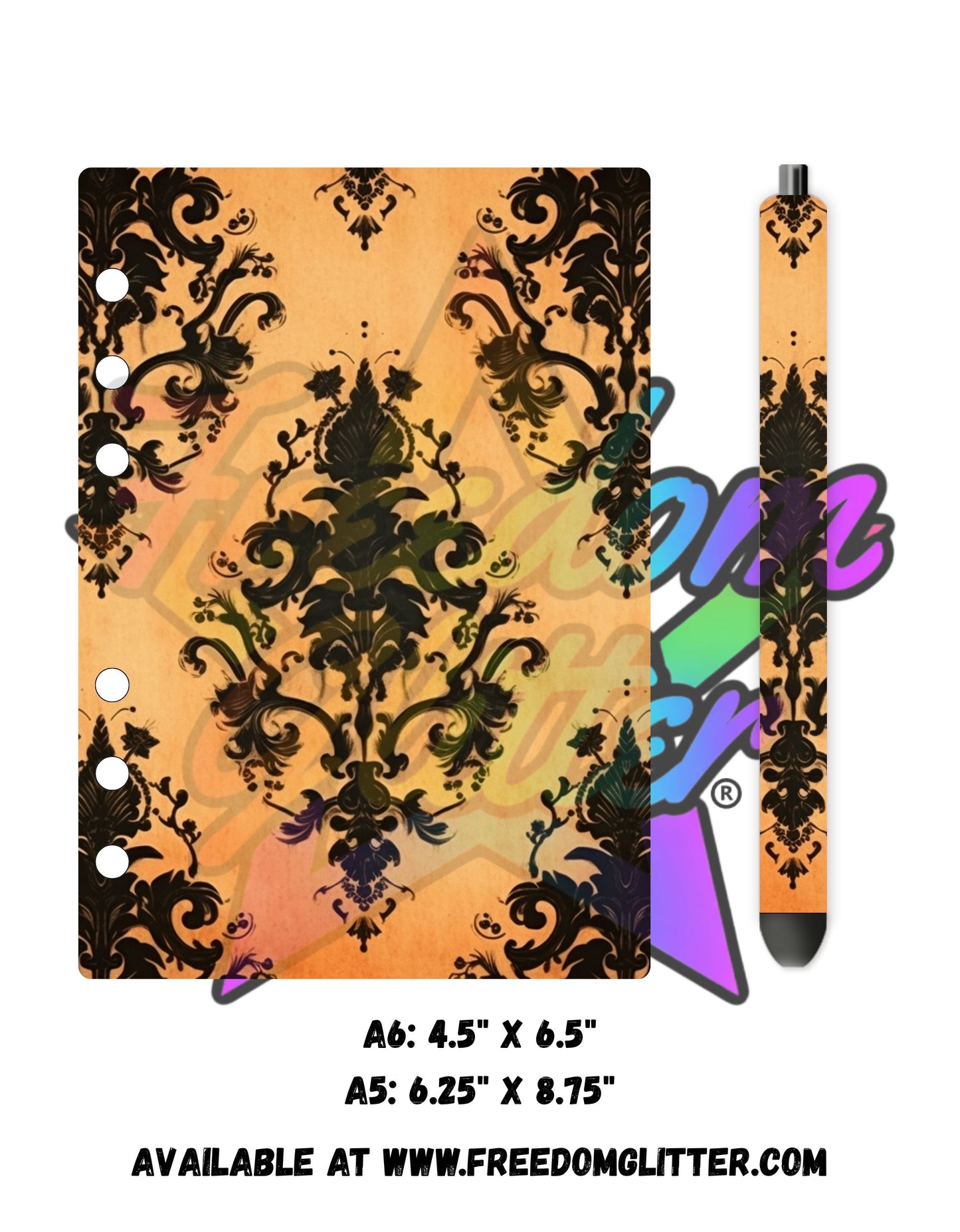 Halloween Damask 2 Acrylic Notebook Cover