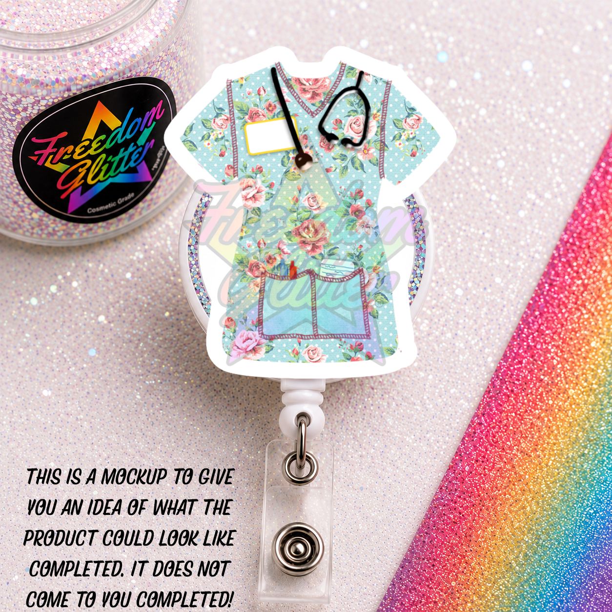 Healthcare Worker - Scrubs 6 2" Badge Reel Acrylic Blank