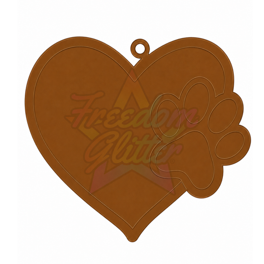 Heart with One Paw Prints Acrylic Ornament Blank – 4"