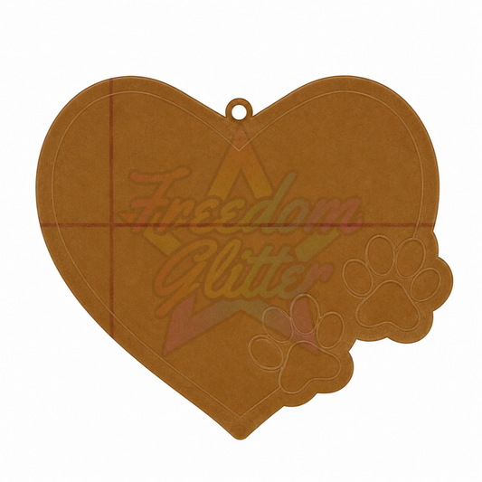 Heart with Two Paw Prints Acrylic Ornament Blank – 4"