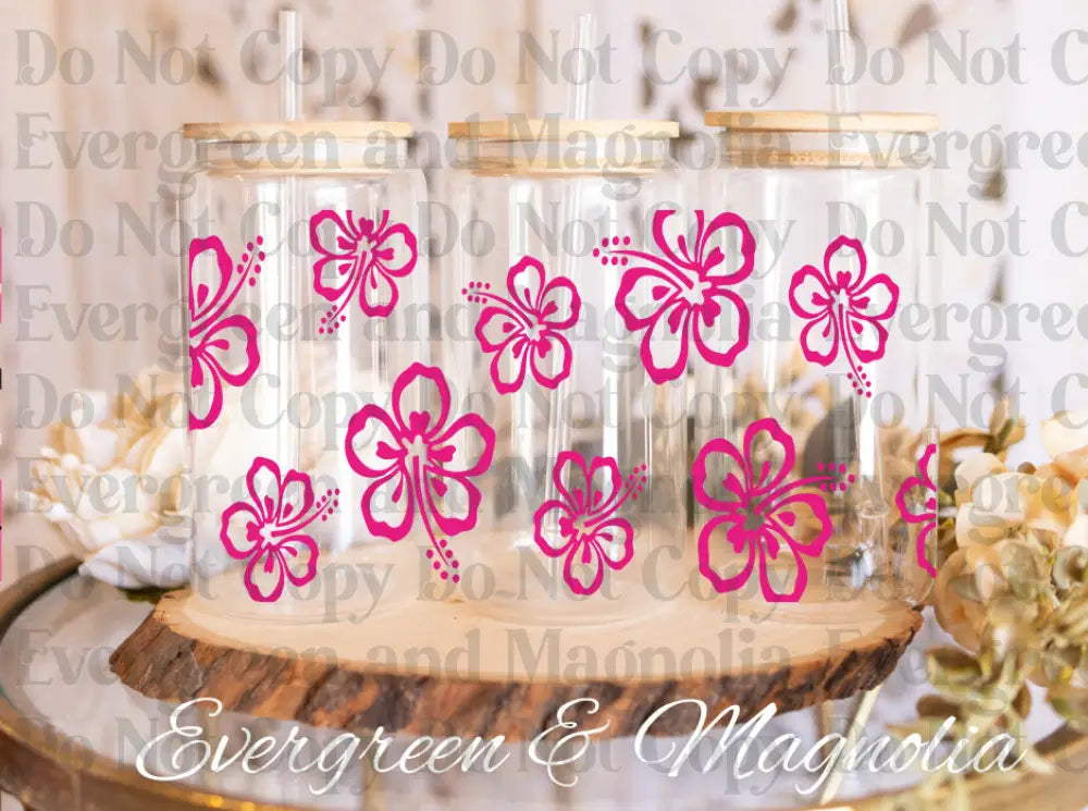 Hibiscus flower pink outline