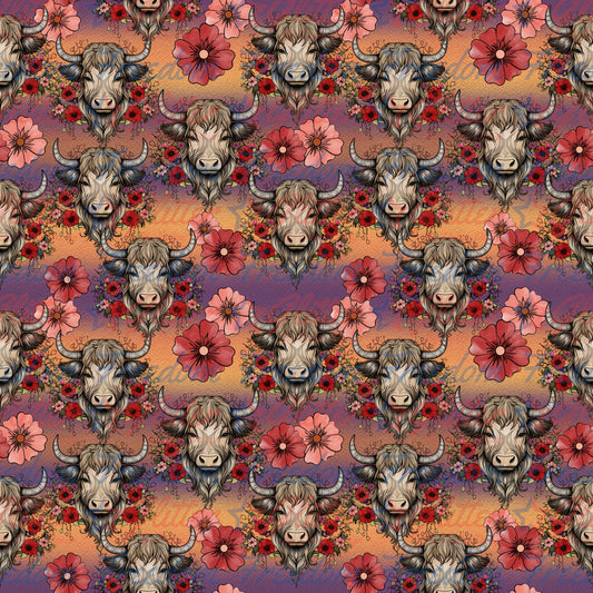 Highland Cow Purple & Orange (Printed Vinyl)