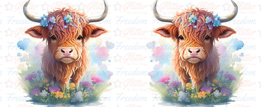 Floral Highland Cow Mug Wrap (Sublimation)
