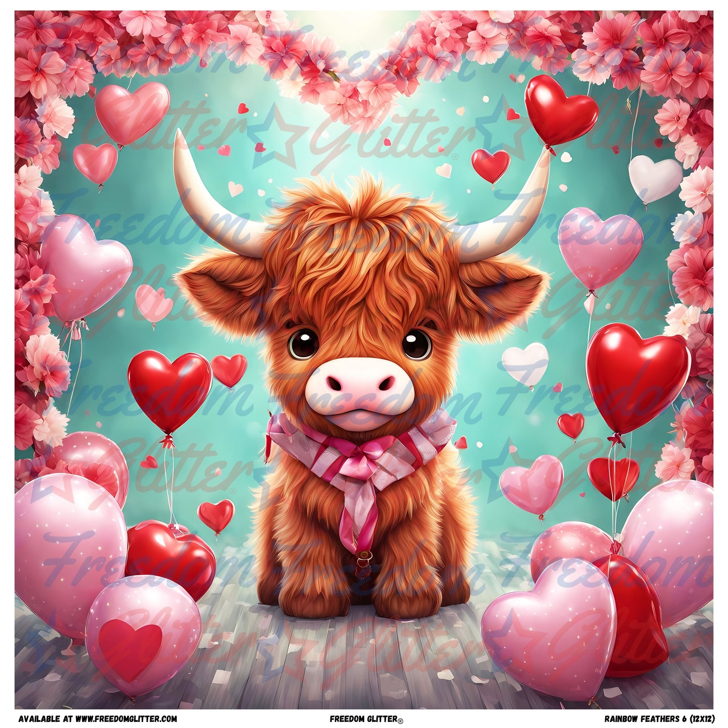Highland Cow & Hearts 1 (Printed Vinyl)