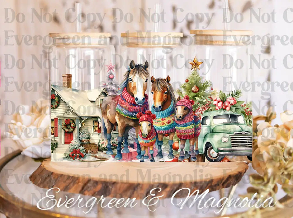 Horse Christmas Family Animals