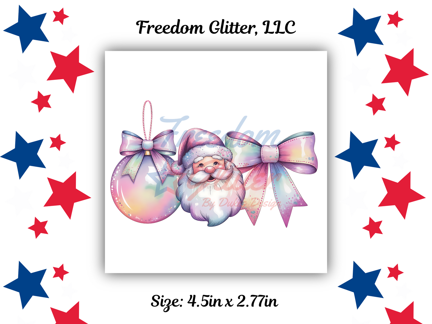 Iridescent Ornament, Santa & Bow Decal (UVDTF)