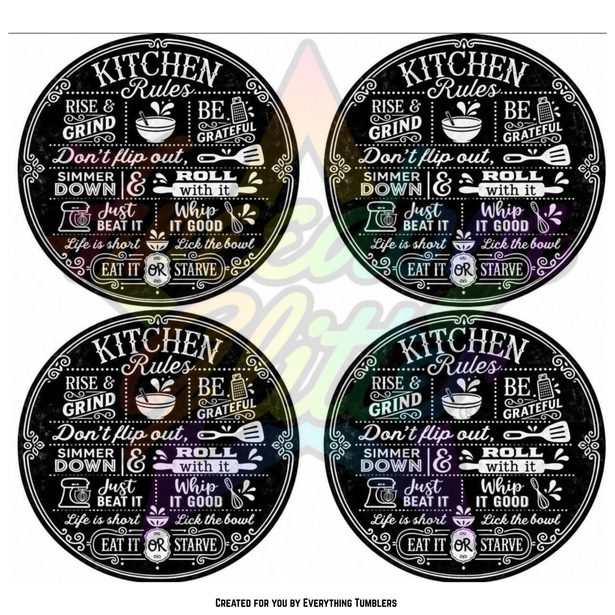 Kitchen Rules 4 Circles (Printed Vinyl)