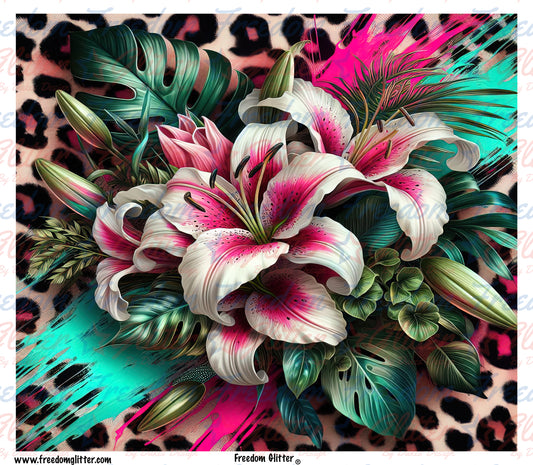 Lilies & Leopard Print (Printed Vinyl)