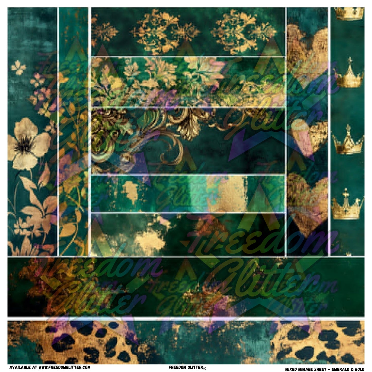 Mixed Image Sheet - Emerald & Gold (Printed Vinyl)