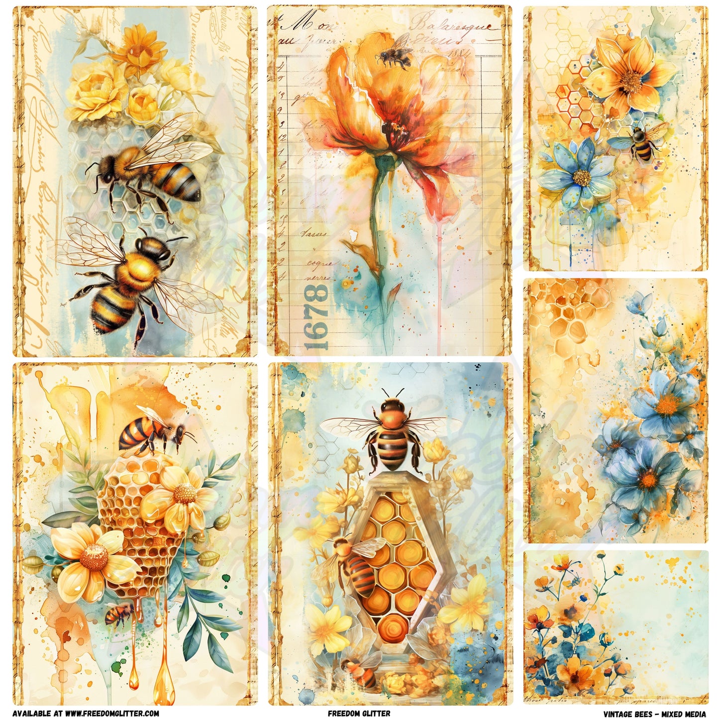 Mixed Image Sheet - Vintage Bees (Printed Vinyl)