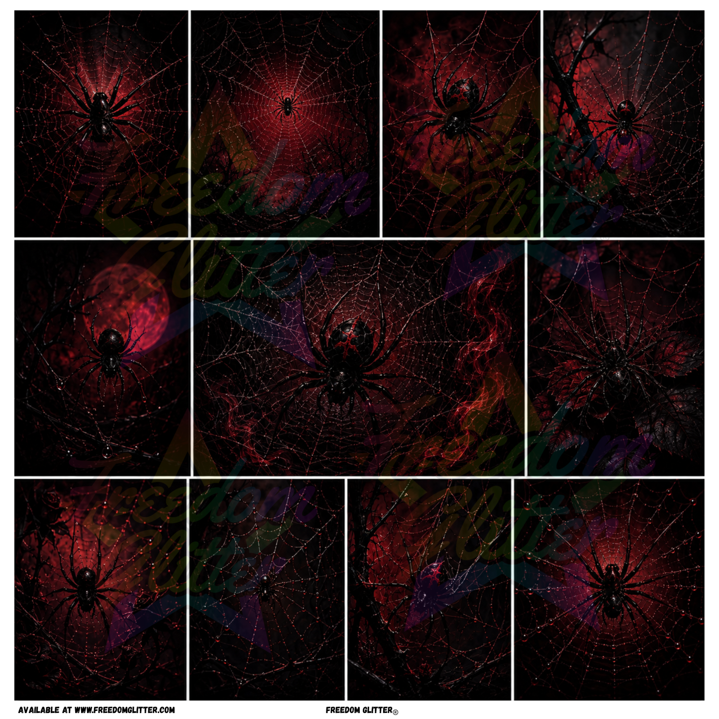 Mixed Image - Red Spiders & Webs (Printed Vinyl)